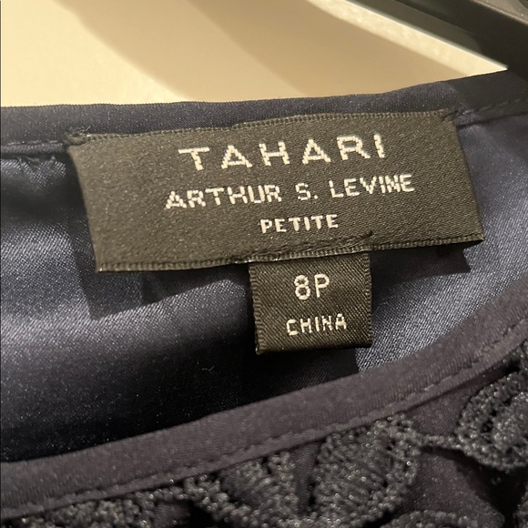 Tahari ASL Navy Floral Lace Mini Dress - Picture 2 of 5